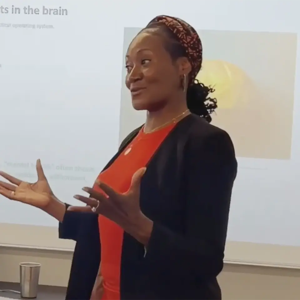Fran Dean Bishop speaking in a conference room